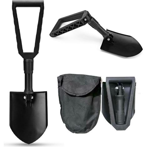 Pelle à glace indispensable pour voiture, utilisée pour déneiger, pelle pliante multifonction, pelle pliante de camping (1 noire) (1/5)