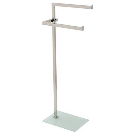 Lampadaire sèche-serviettes en acier avec socle en verre