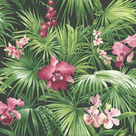 Galerie Global Fusion Tropical Plants Wallpaper Green Botanical Paste The Wall (1/4)