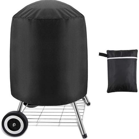 Lot de 1, housse pour grill à charbon, housse imperméable pour grill extérieur, grill rond, noir, (61 x 70 cm) (1/5)