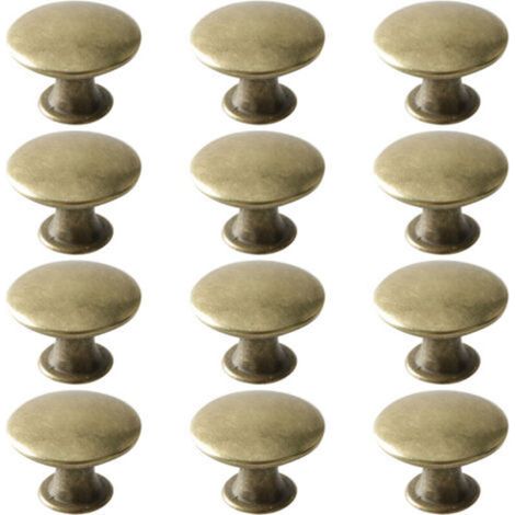12 Vintage Schubladenknöpfe, Runde Messing Möbelgriffe Antik, Metall Schrankknöpfe Küche Badezimmer, 30x21mm