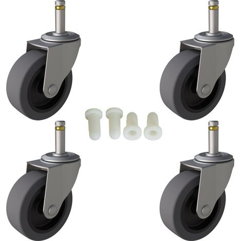 4-Piece Replacement CUIYU Swivel Caster Wheels for Rubbermaid Cart, 7.6cm TPR Rubber Stem Casters 7/16" x 1-3/8" for Mop Buckets (1/5)