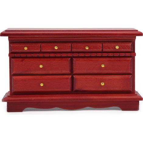 Commode miniature en bois massif pour maison de poupée 1:12, modèle décoratif ornement meuble jouet (1/5)