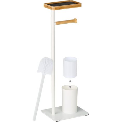 Serviteur WC non fixe pratique avec support téléphone 65 x 23 x 18 cm en fer blanc (1/4)