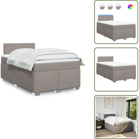 vidaXL Sommier à lattes de lit avec matelas taupe 120x190 cm tissu