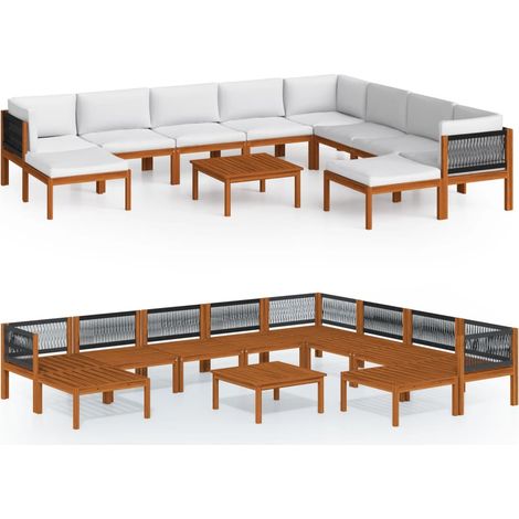Maison Exclusive - 11-tlg. Garten-Lounge-Set mit Kissen Cremefarb