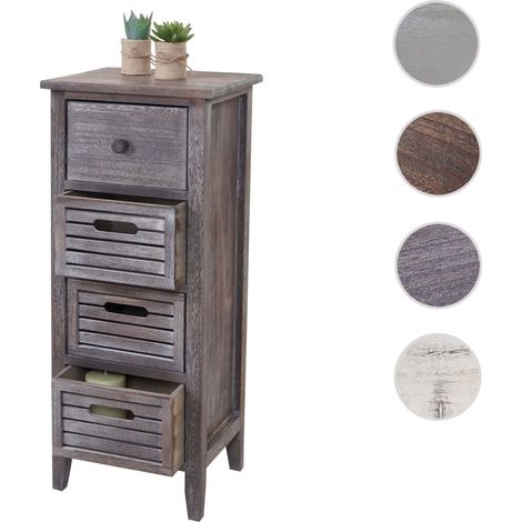 Commode / table d'appoint / armoire, 4 tiroirs, 30x25x74cm, shabby, vintage, blanc