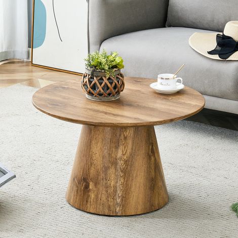 Tavolino basso rotondo 60 cm in MDF effetto legno naturale HAVRYA (1/5)