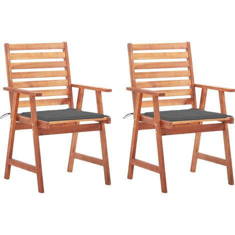 Chaises à dîner,Chaises à manger, Fauteuils de Relaxation d'extérieur 2 pcs avec coussins Acacia massif BGT34471 (1/5)