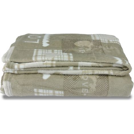 Coperta di Flanella morbida con Trama 150x200 cm con 1 strato in flanella dalle ottime capacità termiche - Marrone Chiaro con Trama (1/4)