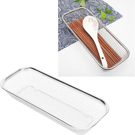 Baguettekorb aus Edelstahl, Messer- und Löffelhalter, Aufbewahrungskorb, Abtropfkorb, Netztyp (1/5)