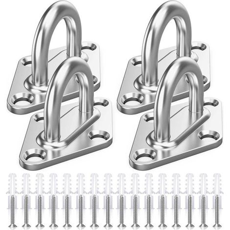 M5 Platine Oeillet Inox,4 Pièces Rhombic Kit de Crochet Plafond Charge Lourde,Crochets D'ancrage Marine avec Vis,Crochet Suspension (1/5)
