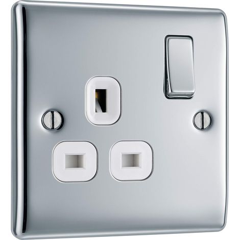Prise électrique à commutation unique avec inserts blancs, NPC21W (1/5)