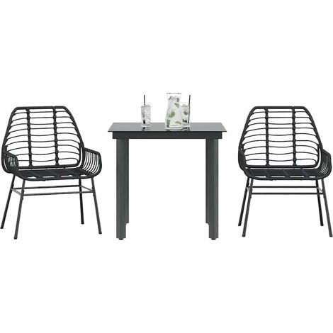 Muebles de jardín 3 piezas ratán sintético vidrio negro vidaXL (1/5)
