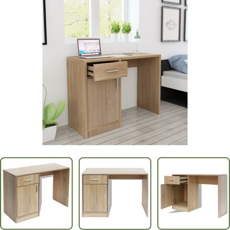 vidaXL Schreibtisch mit Schrank -  Schreibtisch mit Schublade und Schrank Eiche 100x40x73 cm (1/5)