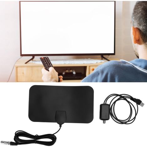 Antenne TV double face noire à couche mince KJ-030 - Antenne TV numérique intérieure HDTV avec amplificateur, récepteur de signal terrestre ATSC DTMB (1/5)