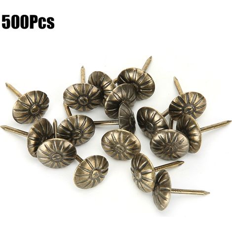 500 Pièces 11 x 16mm Clous à Bulle Motif Chrysanthème Rétro Bronze Décor Fixation Canapé (1/5)
