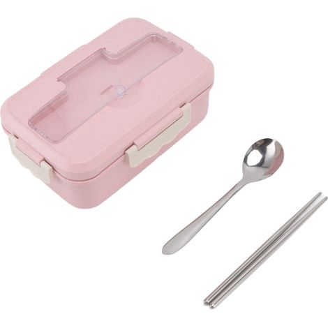 Boîte Bento Isotherme pour Déjeuner avec Cuillère et Baguettes - Idéale Adultes, Enfants, Étudiants (Rose Nordique) (1/5)