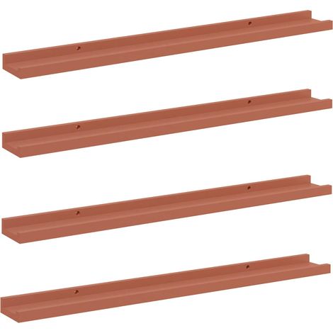 Scaffale da parete 4 pcs Rosso 80 x 9 x 3 cm Legno multistrato vidaXL
