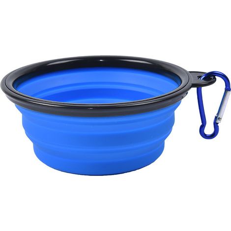 Ciotola per cani in silicone, pieghevole, adatta ai viaggi, blu (1/3)