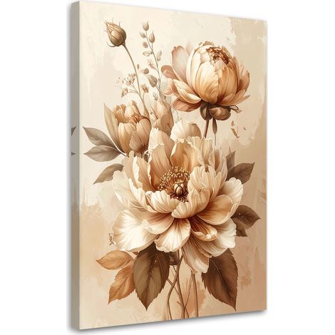 Image sur Toile, Fleurs beiges dans une composition botanique rustique,20x30 (1/4)