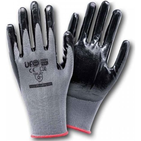GUANTO DA LAVORO IN NITRILE POLSINO ELASTICIZZATO TG.9 NERO/GRIGIO