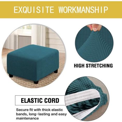 Housse de Pouf carrée Housse de ottomane Extensible Housse de Tabouret de Rangement Pliant carré Housse de Repose-Pieds, (1/4)