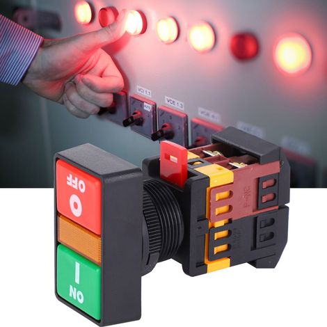 Interrupteur à double bouton-poussoir PPBB-30N avec voyant LED marche/arrêt momentané (24 V CC) (1/5)