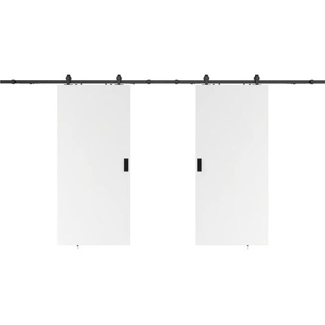 Porta scorrevole doppia con sistema esterno muro 2 x H205 x L93 cm MDF + PVC Bianco - VARIN II (1/4)