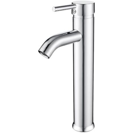 CCYKXA High Bathroom Faucet, Single Lever Mixer Tap for Countertop Basin, Adjustable Hot and Cold Water, Brass Basin Mixer Tap, Chrome Finish