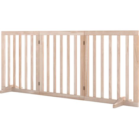 PawHut Cancellino per Cani Pieghevole a 3 Pannelli in Legno di Pino Color Legno (1/5)