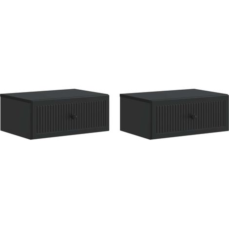 vidaXL Armadio da Notte con cassetto 2 pcs Nero 49 x 34,5 x 20 cm