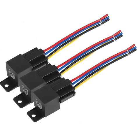 Compatible avec 3 relais automobiles, 48 V CC, 40 A, 5 broches, 5 fils, avec connecteur de faisceau de câbles (1/5)
