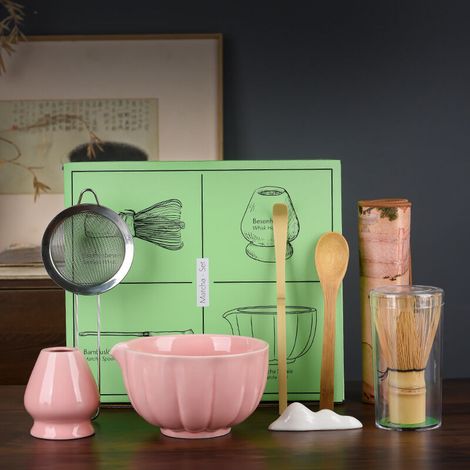 8-piece matcha set - pink bowl + Song dynasty style utensils (1/5)
