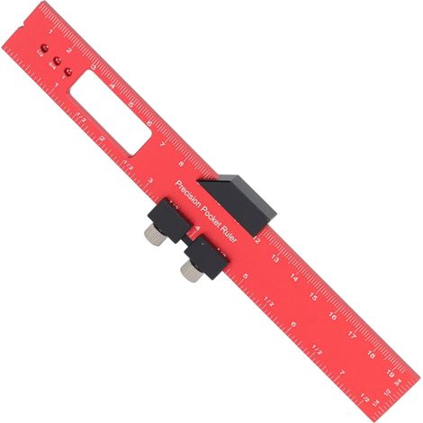 Règle de traçage du bois 200 mm - Outil de poche avec butée, règle de menuisier pour travail du bois et traçage mécanique
