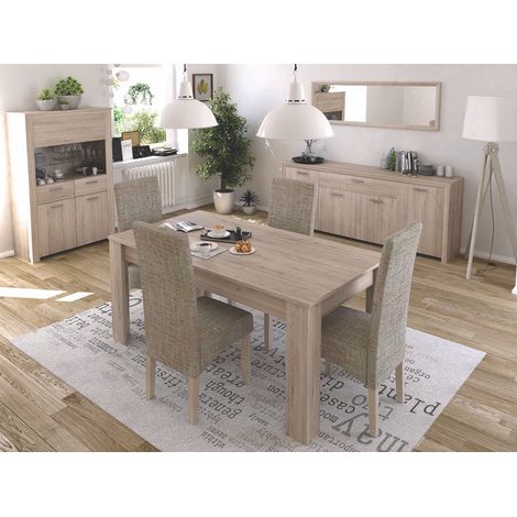 Lot de 2 chaises de séjour beige en tissu et bois - Largeur 47 x Profondeur 62 x Hauteur 108 cm (1/5)