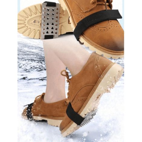 1 Paire de crampons à glace facile pour extérieur, 26 dents, pour randonnée, neige, couvre-chaussures antidérapants avec pointes en acier inoxydable pour surfaces glacées (1/4)