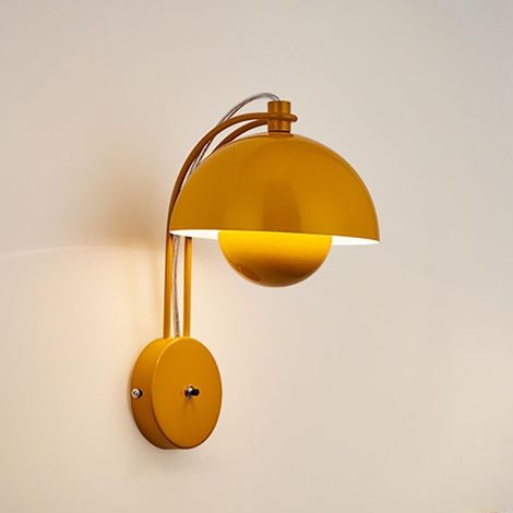 Lampe murale en métal – Design macaron en forme de bourgeon – Applique de lecture pour chambre, salon et intérieur, Jaune (1/5)