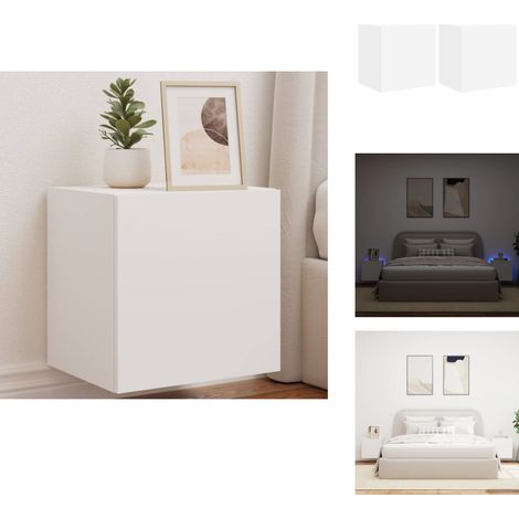 TV-Wandschränke mit LED-Leuchten 2 Stk. Weiß 40,5x35x40 cm - TV-Schrank - Holzschrank - Regal - Wohnzimmer Dekoration - Smart Home (1/5)