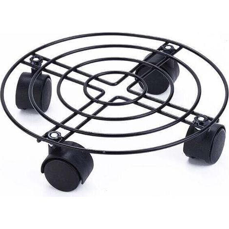 Rollbarer Blumentopfständer, Schwarze Ausführung, Ø 25 x 6 cm Für Zimmerpflanzen Rollbarer Stahlständer mit schwarzer Beschichtung und Felge Tragkraft 60 kg (1/4)