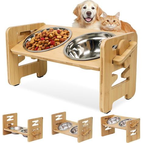 Surelevee Gamelle surélevée pour chiens et chats Surelevee avec 2 bols en acier inoxydable à 6 hauteurs réglables, gamelle surélevée pour chiens et chats (1/5)