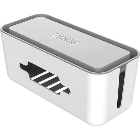 Câble Boîte de Rangement, 310 x 138 x 130 mm, Anti-poussière, Antidérapant avec Support de Smartphones, Boîte pour Gérer Les Cordons de Vos écrans de Bureau, TV ou Ordinateur – Blanc (1/5)