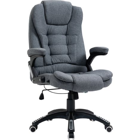 Sedia da Ufficio Ergonomica Reclinabile, Altezza Regolabile e Dondolamento, Poltrona Girevole con Ruote, 65x72x110-120cm, Grigio