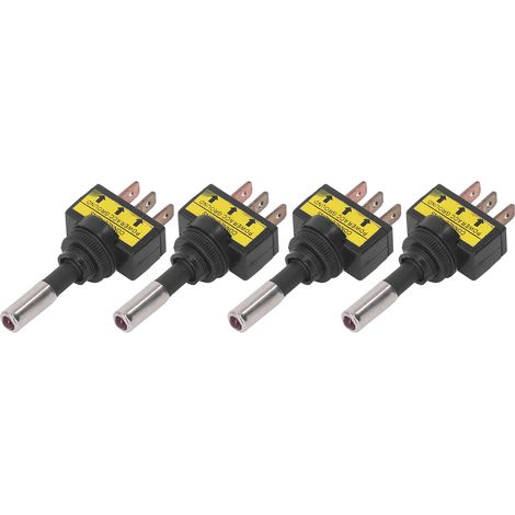 4er-Pack Kippschalter EIN/AUS mit roter LED-Beleuchtung, Kfz-Wippschalter, 3-polig, 12 mm, 20 A, 12 V DC (1/5)