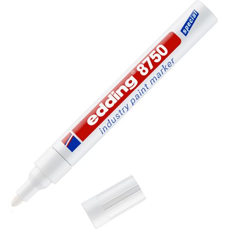 Edding - Marqueur peinture indélébile E8750 blanc - pour une écriture très durable sur les surfaces légèrement huileuses, poussiéreuses et foncées
