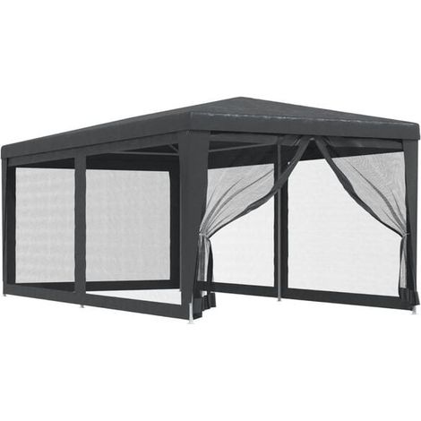 Tente de réception avec 6 panneaux latéraux en filet, gris anthracite, 3 x 6 mètres (1/5)