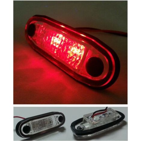 Feu de position à LED, feu de gabarit, Tokos, avec caoutchouc, rouge, ovale, marquage E, 12 V, 7,5 cm