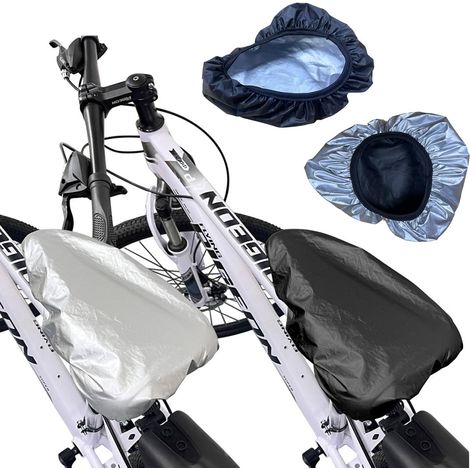 Lot de 2 Housses de Selle de Vélo Anti-Pluie & Soleil, Réversible, Couvre-Selle Imperméable & Anti-Chaleur avec Élastique, Universel pour VTT et Vélo de Ville (1/5)