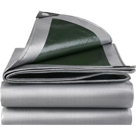 Bâche imperméable robuste en plastique PE, résistante au gel et aux UV, pour jardin, tonnelle et camping, argentée, 2 m x 5 m (1/5)