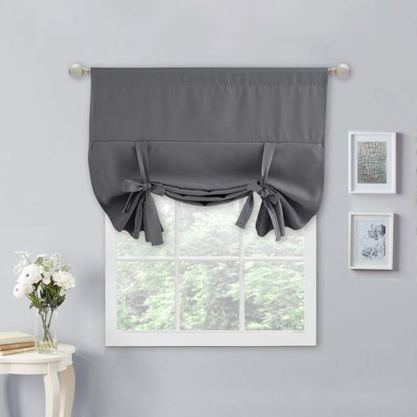 Rideau occultant Romain à Nouer pour fenêtre de Salle de Bain/Porte/Cuisine (Gris, 1 Panneau, 101,6 cm de Large x 137,2 cm de Long) (1/5)